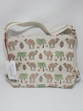 NEW and FUN Braccialini Firenze/Florence (Italy) Camel + Palm Tree Shoulder Bag